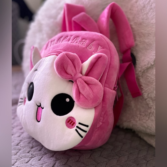 NWT PINK PLUSH GIRLS BACKPACK double zip kitty 10'x10'x3'inch. Excellent quality - Picture 6 of 17